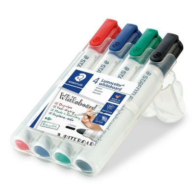 set-marker-pt-tabla-magnetica-whiteboard-varf-2-mm-4-culori-set-lumocolor-351-staedtler-ST351WP4-blister