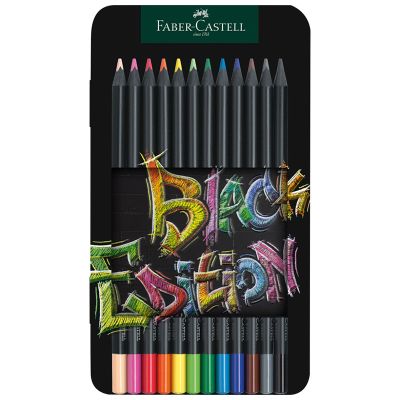 Creioane colorate, 12culori, cutie metal, Black Edition, Faber-Castell