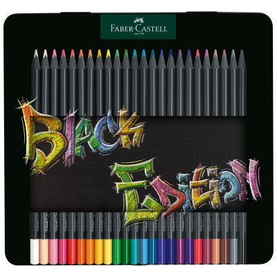 Creioane colorate, 24culori, cutie metal, Black Edition, Faber-Castell