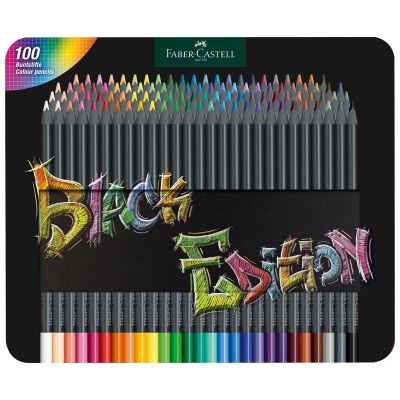 Creioane colorate, 100culori, cutie metal, Black Edition, Faber-Castell