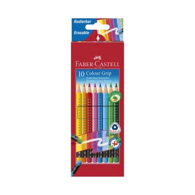 Creioane colorate, 10culori/set, cu guma, Grip 2001 Faber-Castell