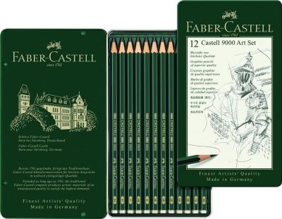 Set 12 buc creioane grafit Castell 9000 Faber-Castell - design