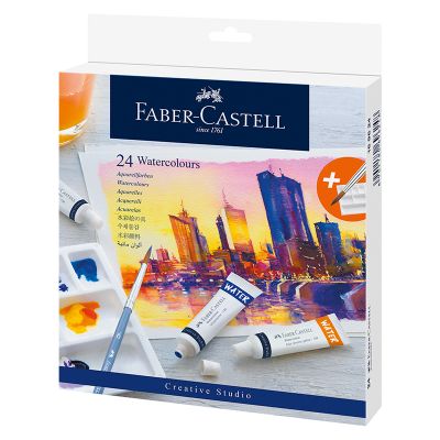Acuarele tempera 24 Culori 9Ml + Paleta Faber-Castell