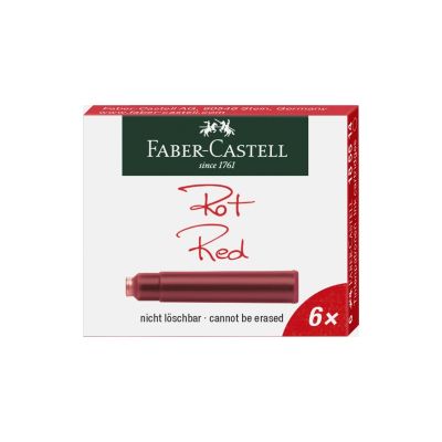 Patroane cerneala mici, 6buc/set, Faber-Castell, rosu