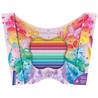Set Cadou 20 Creioane Colorate Sparkle Butterfly Faber-Castell