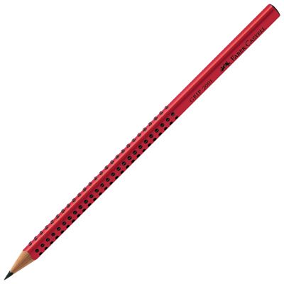 Creion fara guma, Faber-Castell Grip 2001, triunghiular, mina B, rosu
