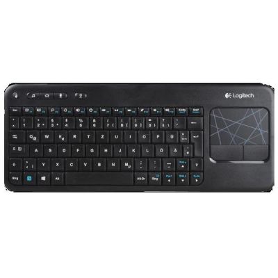 Tastatura PC, K400, 2.4GHz wireless, 3.5inch, built-in touchpad, taste silentioase, negru, Logitech