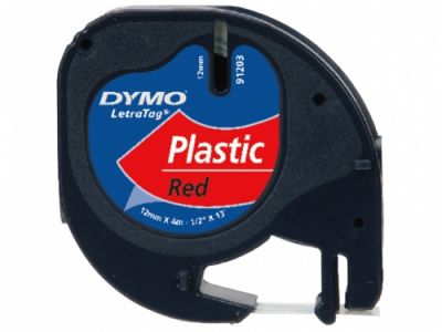Banda plastic, 12mm x4m, rosu,  pentru LetraTag Dymo