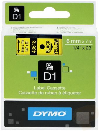 Banda D1, plastic, 9 mm x 7 m, pentru LabelManager 210D, fond galben scris negru, Dymo