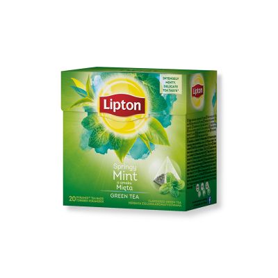 Ceai Lipton Pyramid Green Intense Mint, 20 piramide/cutie