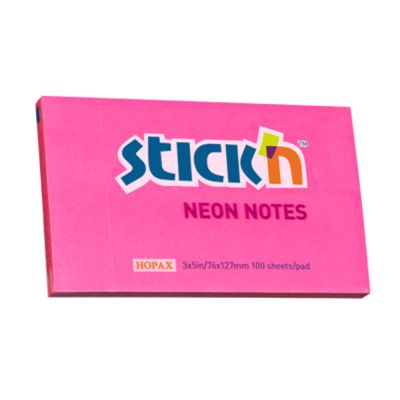 Notes autoadeziv 76x127mm, 100file, Stick'n, roz neon