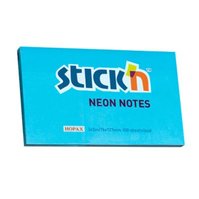 Notes autoadeziv 76x127mm, 100file, Stick'n, albastru neon