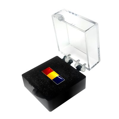 Insigna tricolor cu pin si caseta plastic capac transparent, 6x15mm