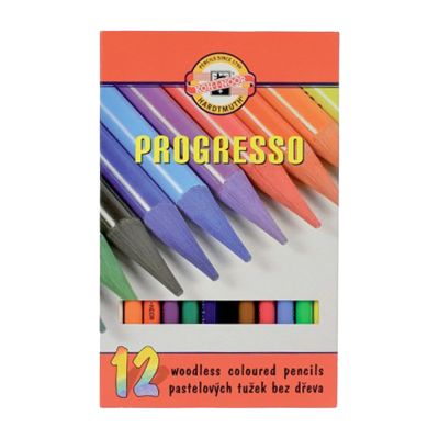 Creioane color fara lemn, 12culori/cutie, Progresso Koh-I-Noor