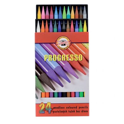 Creioane color fara lemn, 24culori/cutie, Progresso Koh-I-Noor