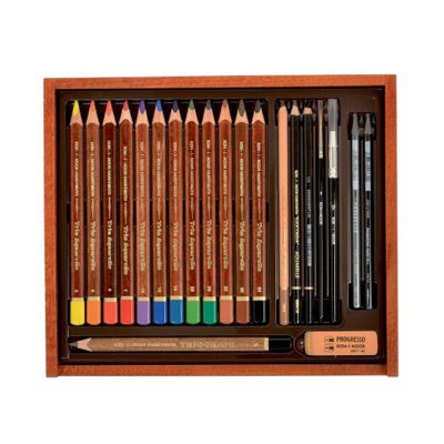 Creioane color, 12culori + 2 pensule si radiera, Aquarell Trio Koh-I-Noor