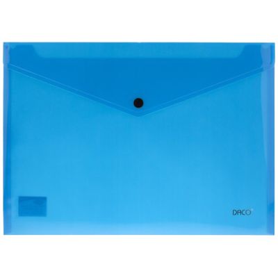 Mapa plastic A4, tip plic, cu capsa, Daco, albastru