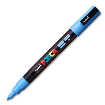 Marker cu vopsea 0.9-1.3mm, varf rotund, Uni Posca PC-3M, bleu
