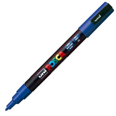 Marker cu vopsea 0.9-1.3mm, varf rotund, Uni Posca PC-3M, albastru