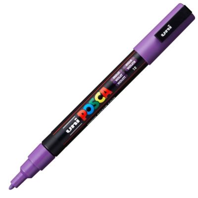 Marker cu vopsea 0.9-1.3mm, varf rotund, Uni Posca PC-3M, violet