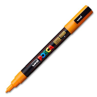 Marker cu vopsea 0.9-1.3mm, varf rotund, Uni Posca PC-3M, portocaliu