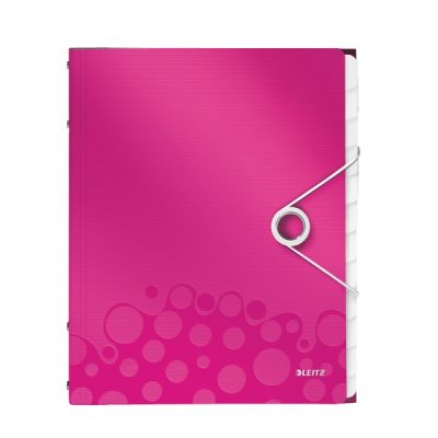 Mapa organizer, B4, cu elastic, 12 separatoare, PP, Leitz WOW, roz metalizat