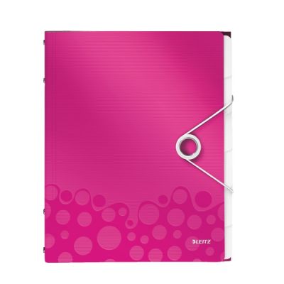 Mapa organizer, B4, cu elastic, 6 separatoare, Leitz WOW tip Proiect, PP, roz 