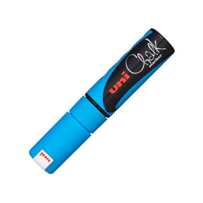 Marker cu creta 8mm, varf tesit, PWE-8K, Uni-Ball Chalk, albastru deschis