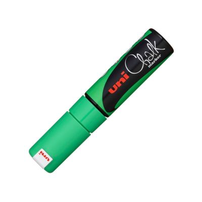 Marker cu creta 8mm, varf tesit, PWE-8K, Uni-Ball Chalk, verde