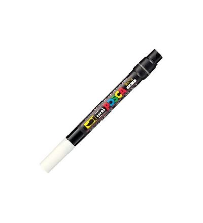 Marker cu vopsea 1 mm, varf tip pensula, Uni Posca Brush PCF-350, alb