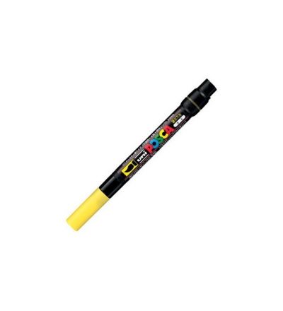 Marker cu vopsea 1 mm, varf tip pensula, Uni Posca Brush PCF-350, galben