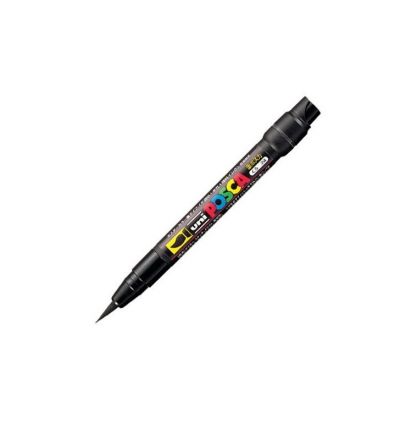 Marker cu vopsea 1 mm, varf tip pensula, Uni Posca Brush PCF-350, negru