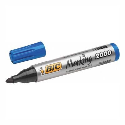Marker permanent 2mm, varf rotund mediu, Bic 2000, albastru