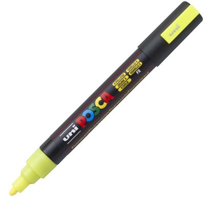 Marker cu vopsea 1.8-2.5mm, varf rotund, Uni Posca PC-5M, galben fluorescent