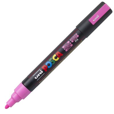 Marker cu vopsea 1.8-2.5mm, varf rotund, Uni Posca PC-5M, roz fluorescent