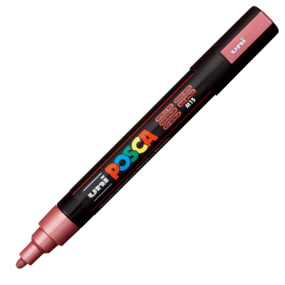 Marker cu vopsea 1.8-2.5mm, varf rotund, Uni Posca PC-5M, rosu metalizat