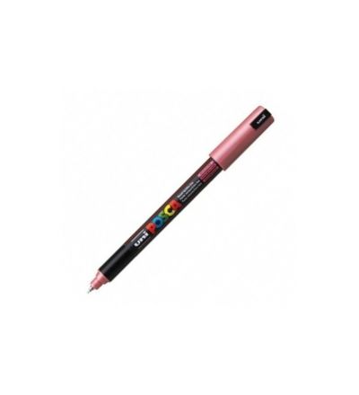 Marker cu vopsea 0.7mm, varf fin, metalic, Uni Posca PC-1MR, roz metalizat