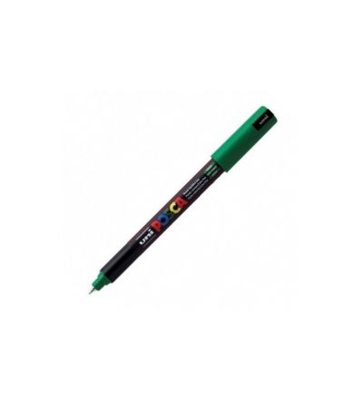 Marker cu vopsea 0.7mm, varf fin, metalic, Uni Posca PC-1MR, verde