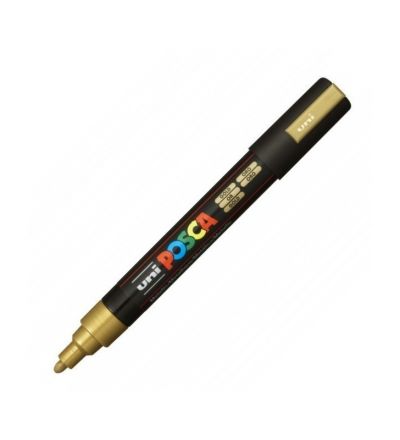 Marker cu vopsea 1.8-2.5mm, varf rotund, Uni Posca PC-5M, auriu