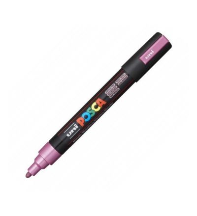 Marker cu vopsea 1.8-2.5mm, varf rotund, Uni Posca PC-5M, roz metalizat