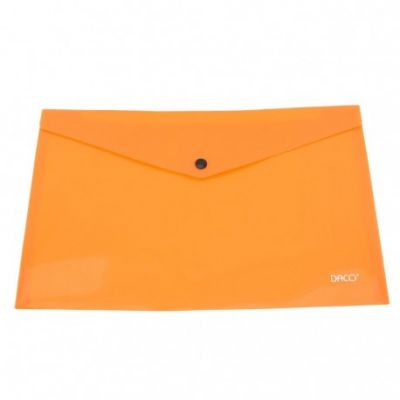 Mapa plastic A4, tip plic, cu capsa, Daco, portocaliu