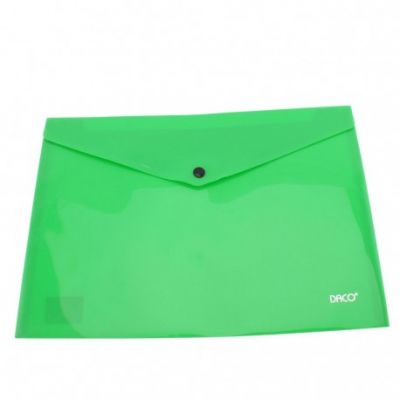 Mapa plastic A4, tip plic, cu capsa, Daco, verde deschis 