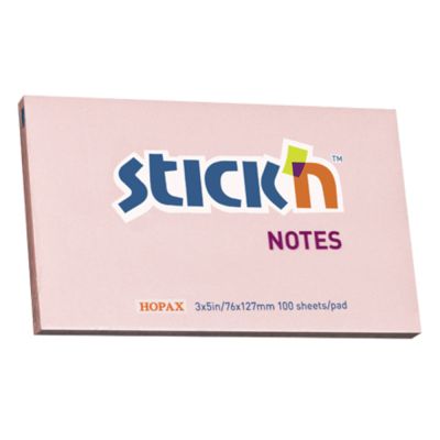 Notes autoadeziv 76x127mm, 100file, Stick'n, roz pastel