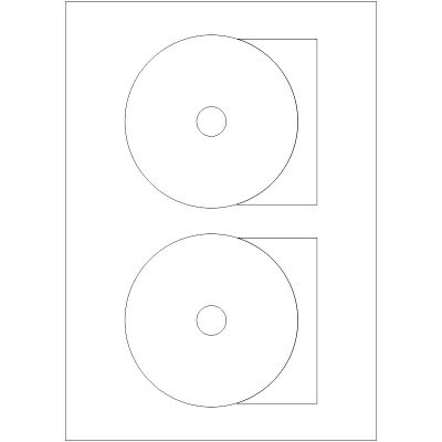 Etichete autoadezive albe, pentru CD-uri, 2/A4, Ø117x18, 100coli/top, Optima