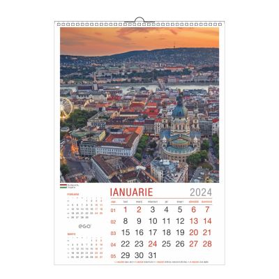 Calendar de perete, EGO, Orasele lumii, 12 +1 file, cu agatatoare