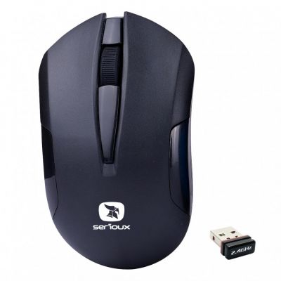 Mouse Serioux wireless, Drago 300, USB, baterie inclusa, negru