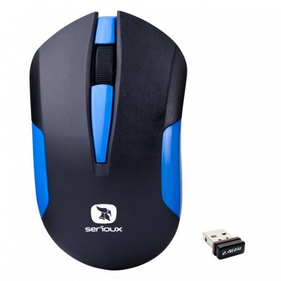 Mouse Serioux wireless, Drago 300, USB, baterie inclusa, albastru