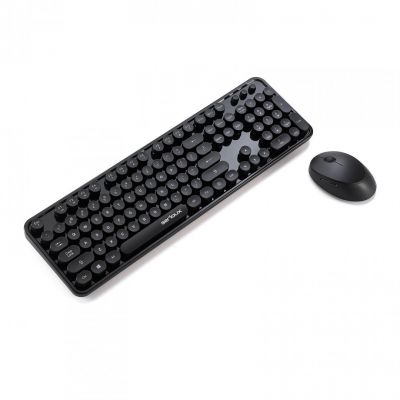 Kit tastatura + mouse Serioux Retro dark 9900BK, wireless 2.4GHz, US layout, multimedia, mouse optic 800-1600dpi, USB, nano receiver, negru