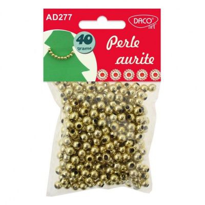 Perle aurite, plastic, 6mm, 50gr/punga, Daco