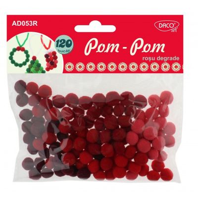 pom-pom-material-textil-120-buc-set-rosu
